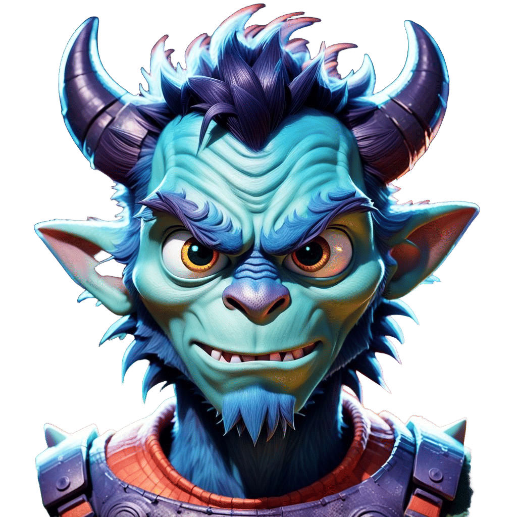 Monster Portrait with Bokeh Background in 3D Style