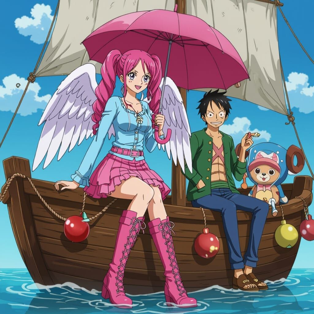 Anime Key Visual: Hinako with Crew on Thousand Sunny