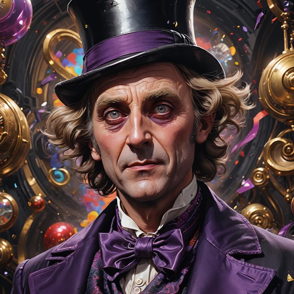 Evil Willy Wonka Portrait in Art Nouveau Style