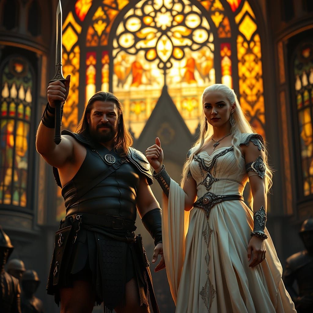 Conan and Daenerys Share a Moment of Triumph at Sunset