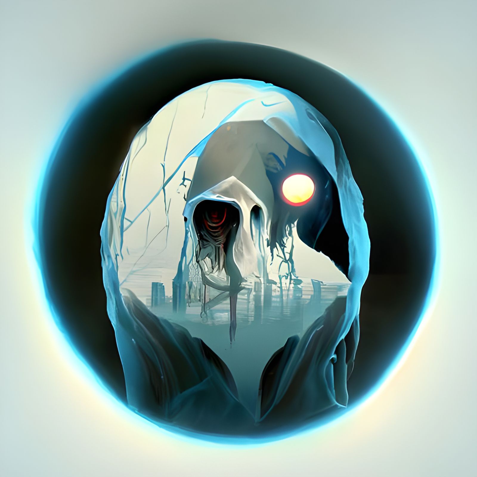 Hooded Ghost of Death in Digital Art Style