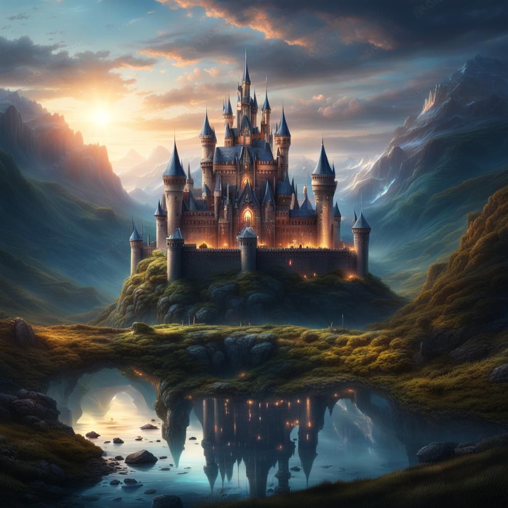 Glass and Diamond Castle in Glowing Valley