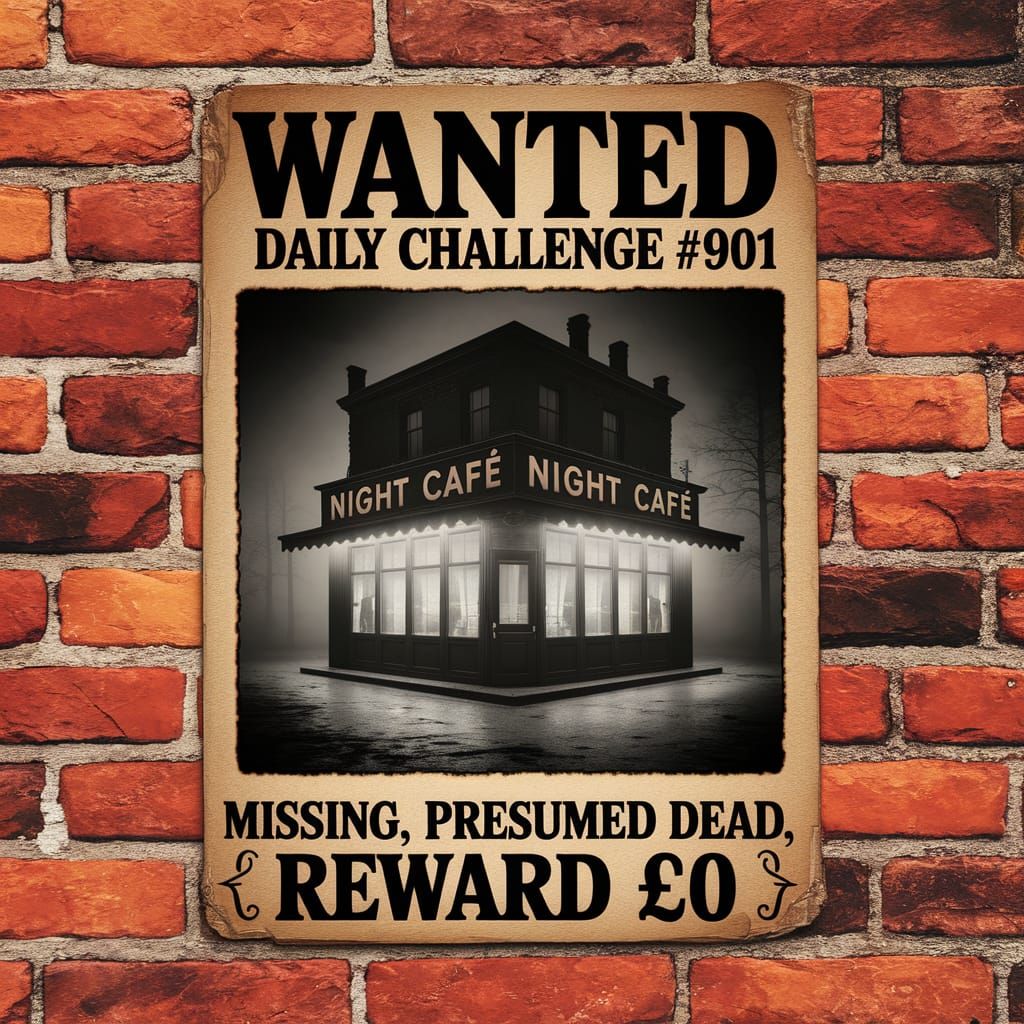 Challenge #901 wanted poster for the Night Café challenge that (perhaps) never was