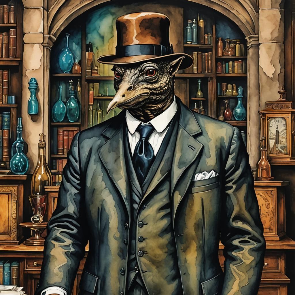 Shadowy Attorney in Surreal Alcohol Ink