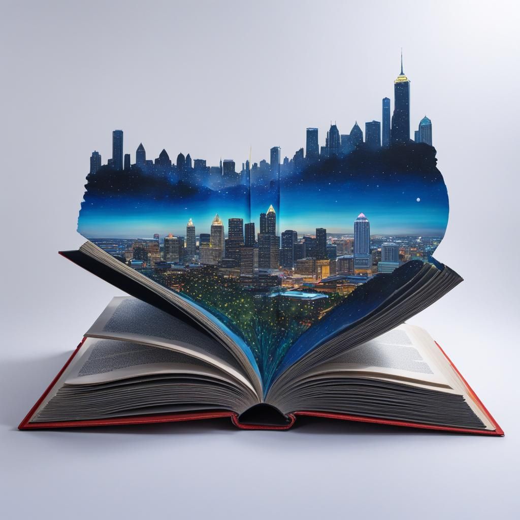 Atlanta Night Panorama in Gouache Watercolor Book