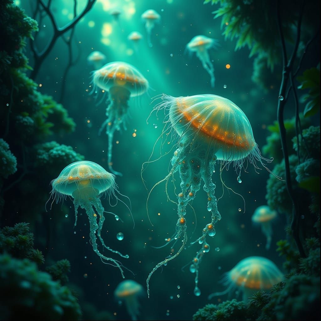 Dark Fae in a Surreal Underwater Realm