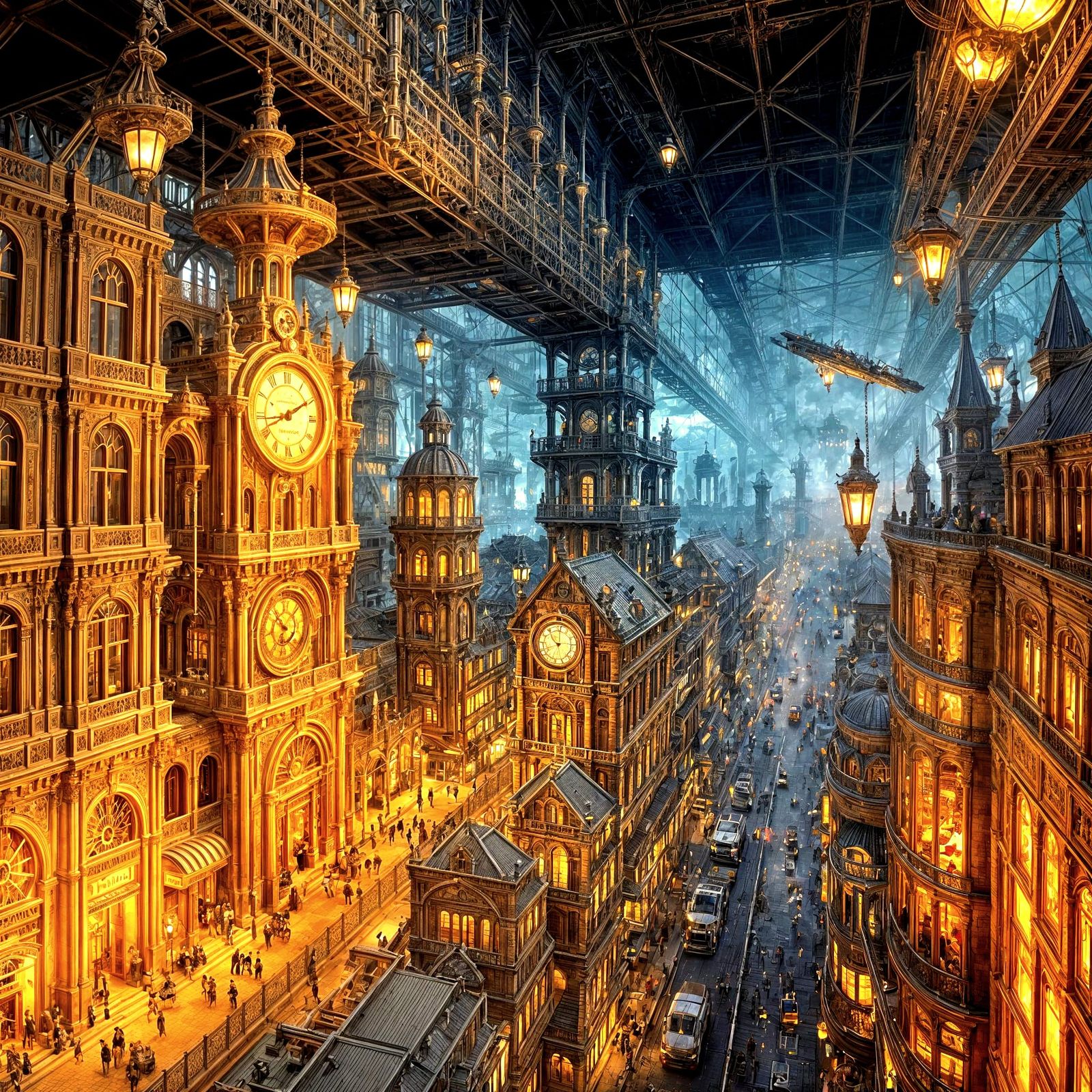 Steampunk City Inside Pocket Watch: Jules Verne Style