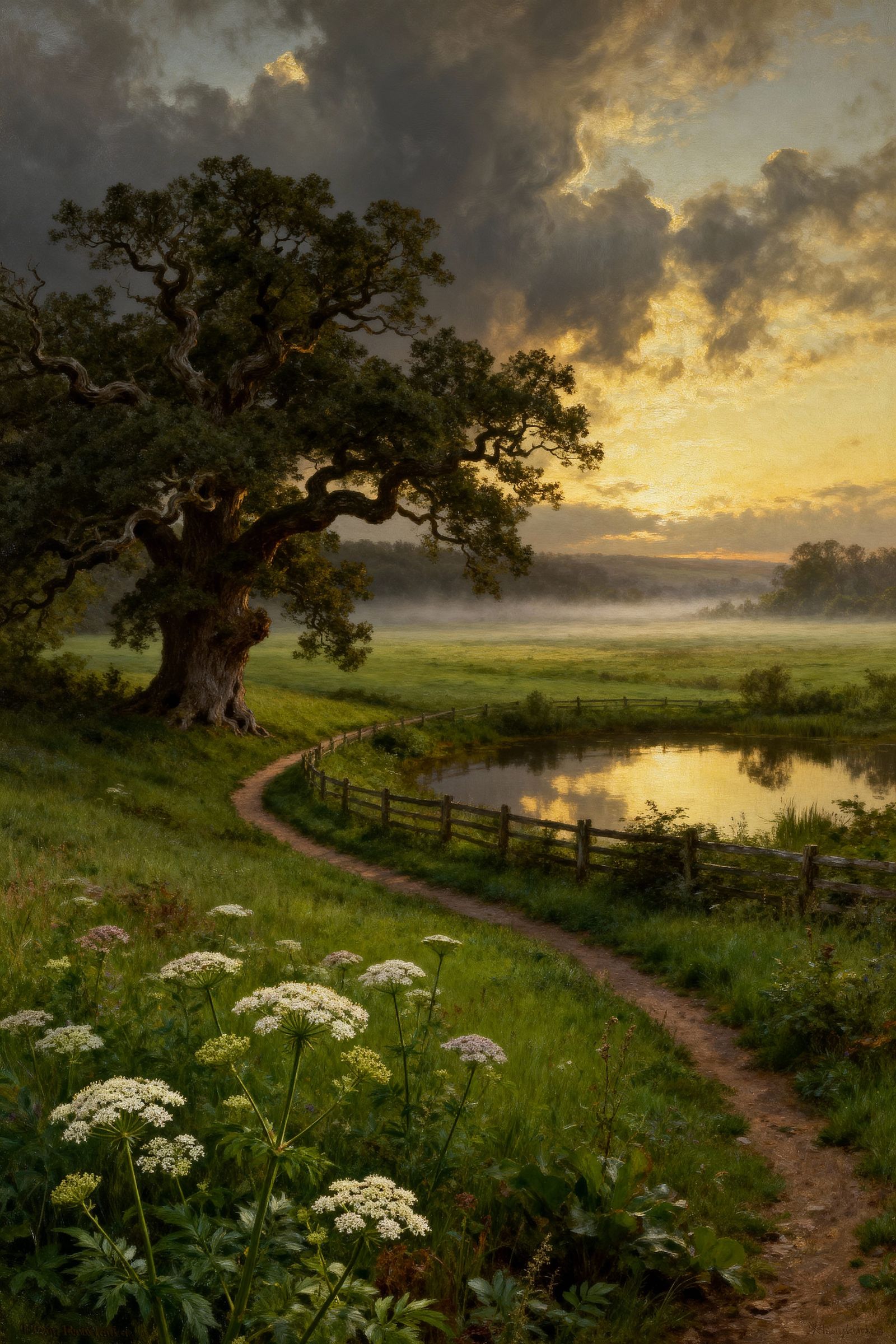 Queen Anne's Laces Meadow at Dawn