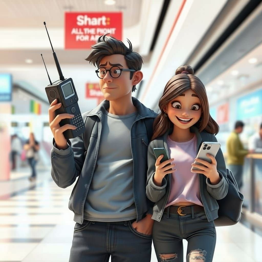 80s vs 2020s Cell Phones: A Mall Encounter