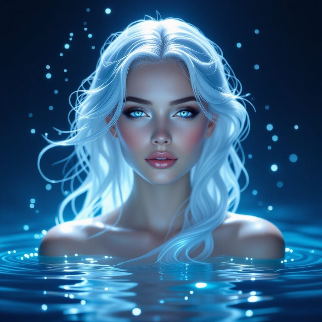 Surreal Bioluminescent Aquatic Portrait of a Woman