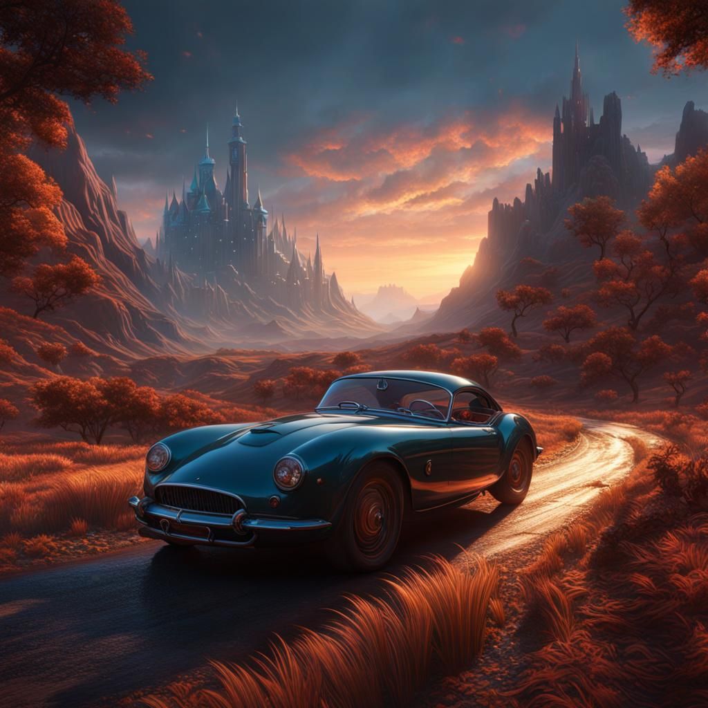 Driving Home: Detailed Matte Painting in Fantasy Style