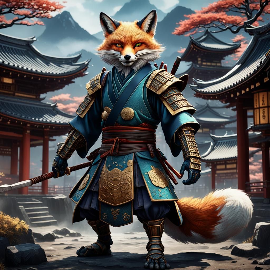Anthropomorphic Fox Ronin: Detailed Fantasy Art