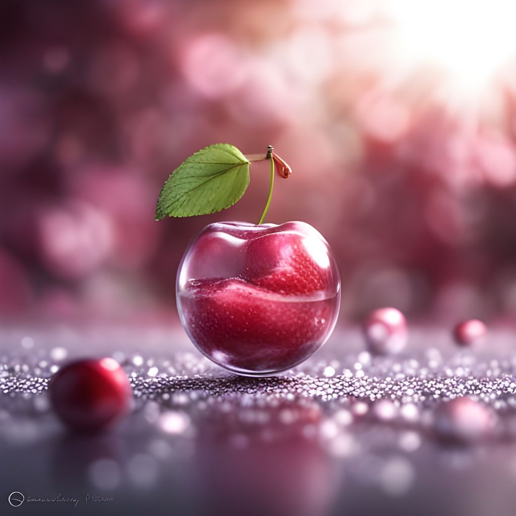 Hyperrealistic Glass Cherry in Detailed Matte Painting