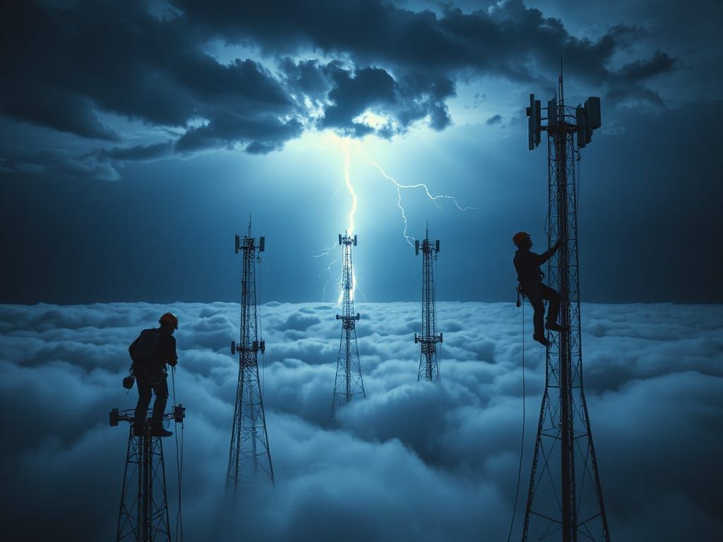 Radio Tower Ascent in Dystopian Future