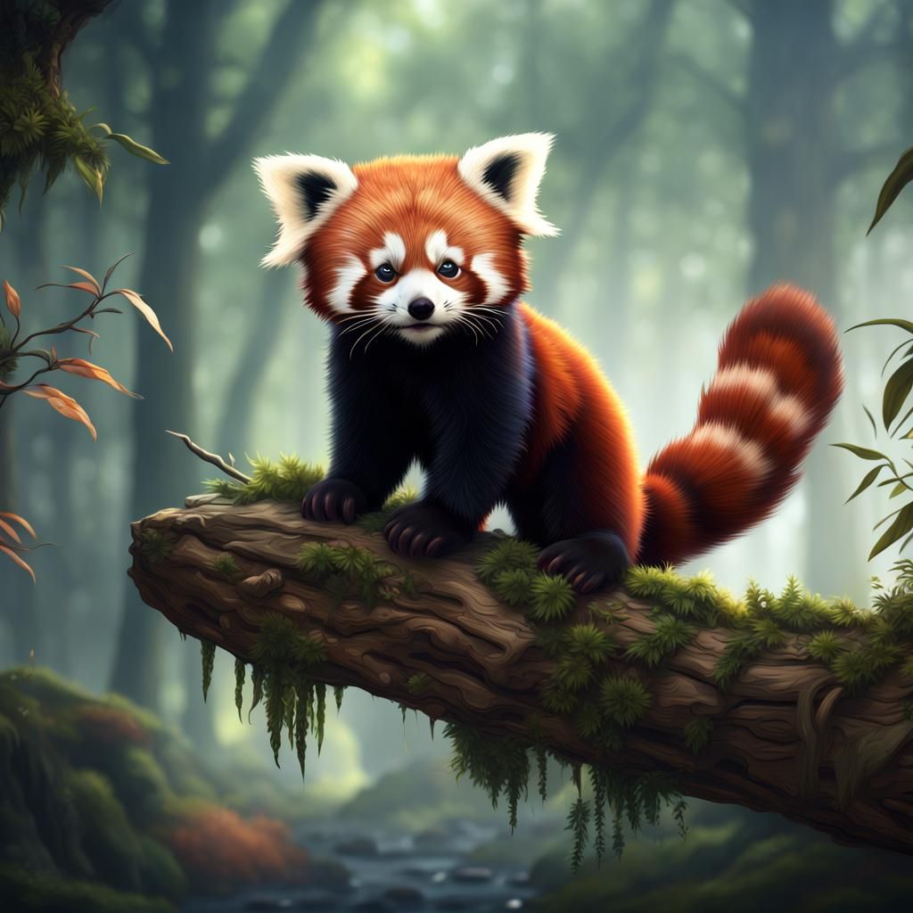 Baby Red Panda Fantasy Concept Art