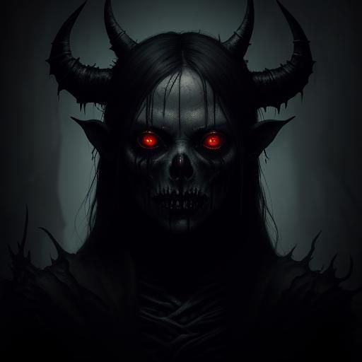 Eerie Demon Crawling from Shadows in Dystopian Surrealism