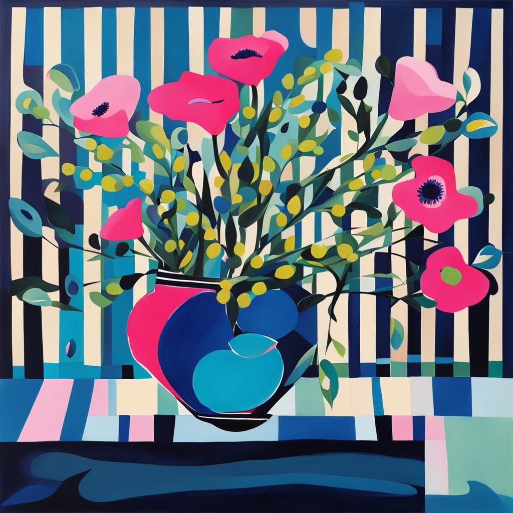 Abstract Floral Vase in Art Deco Style