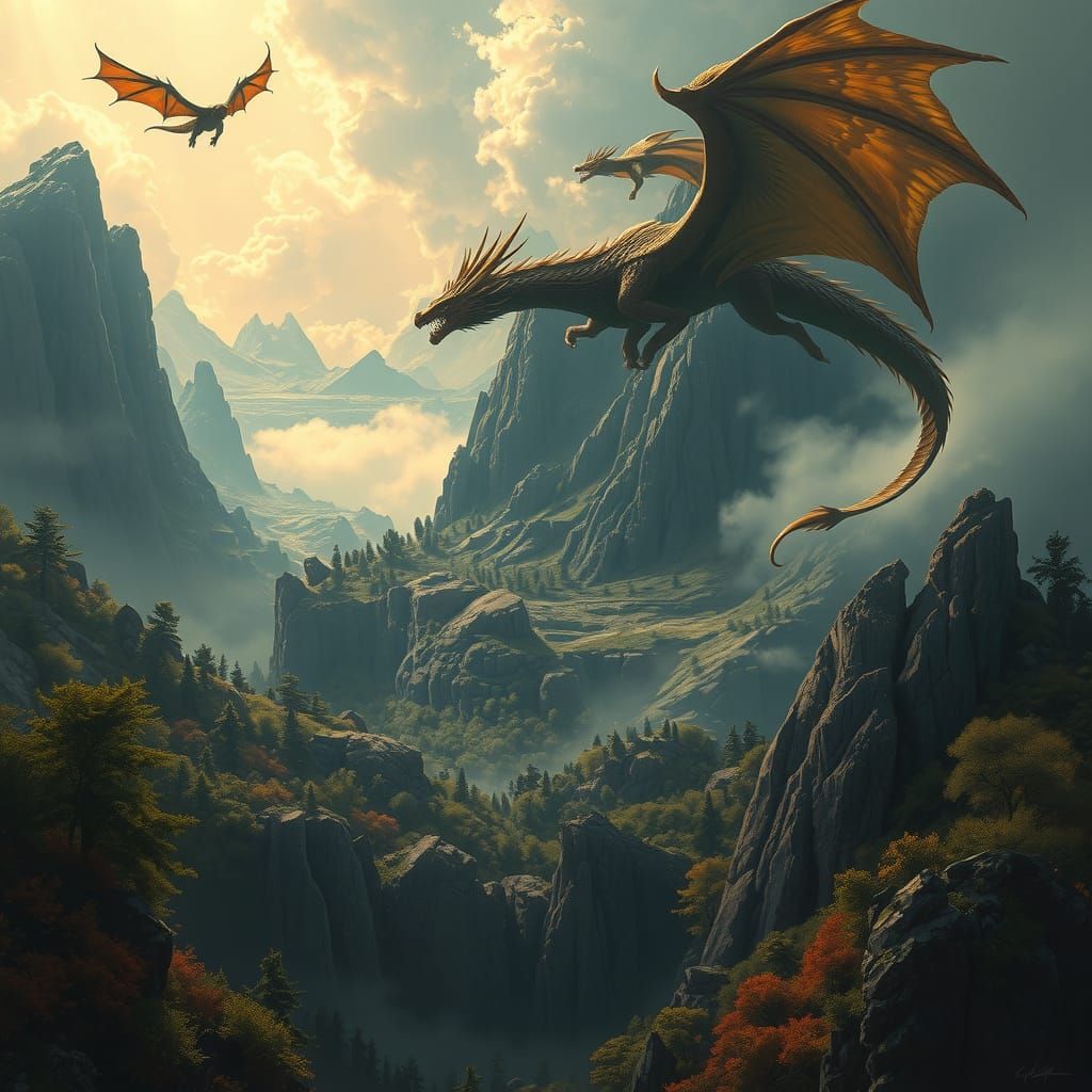 Mythical Landscape with Dragons in Kashin Style