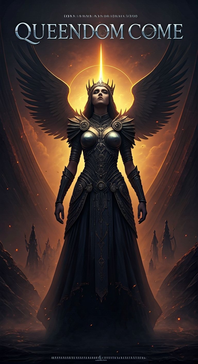 Victorious Warrior Queen in Dreamlike Landscape