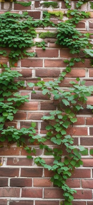 Creepy Overgrown Vines on Red Brick Wall