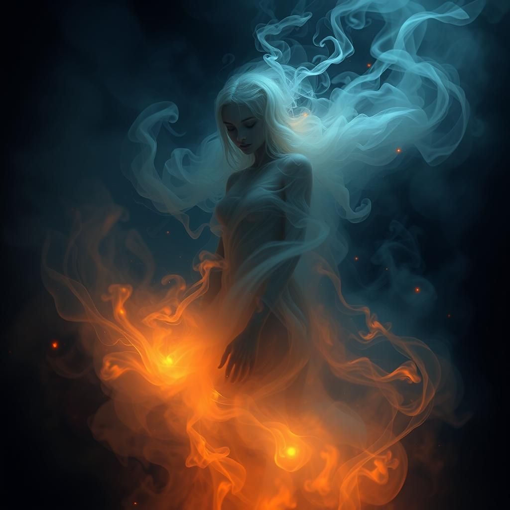 Ethereal Smoke Being in Gothic Romantic Style