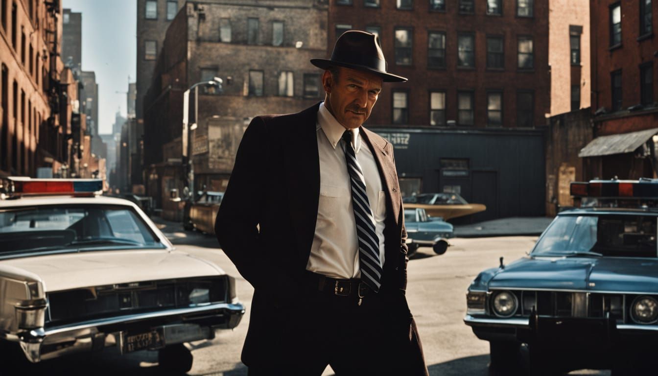 Gritty 1970s Cop Portrait in Brown Hues