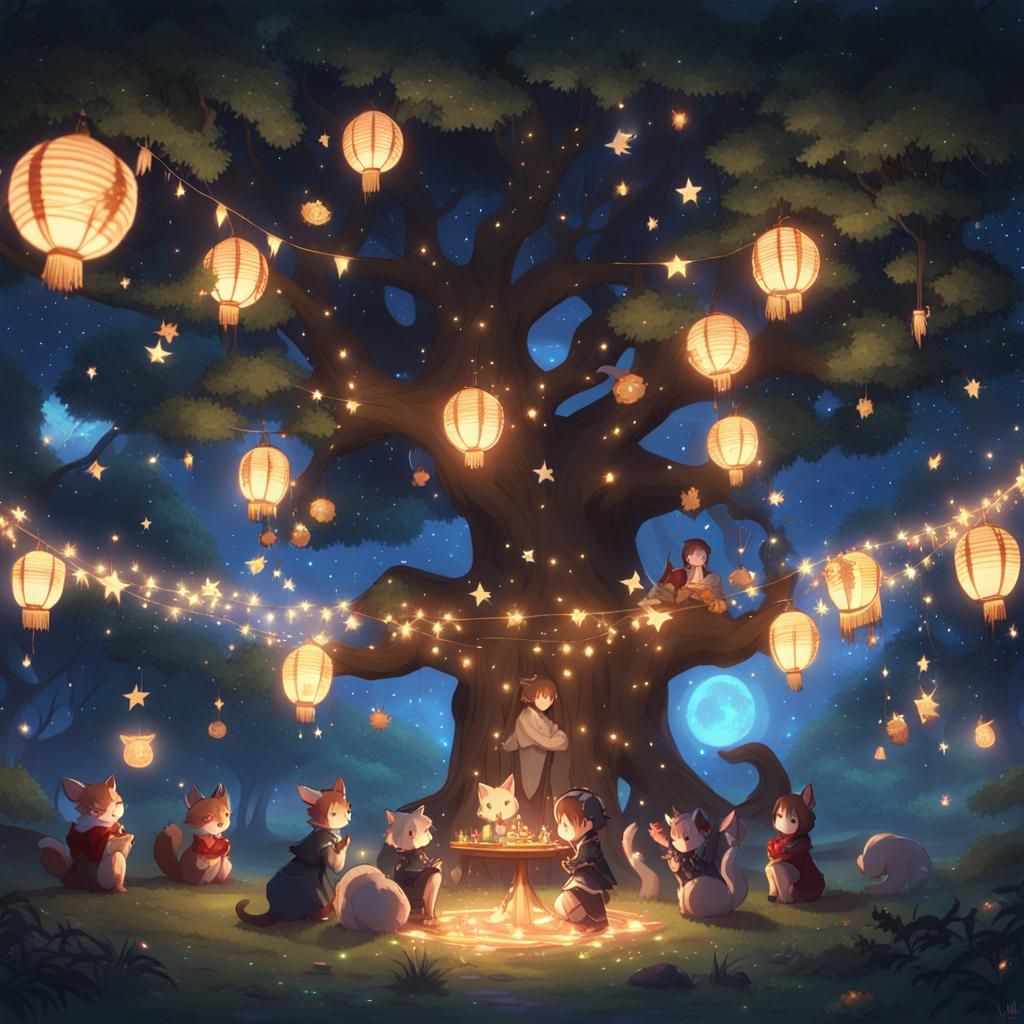 Enchanting Forest Party with Woodland Animals in 3D Anime St...