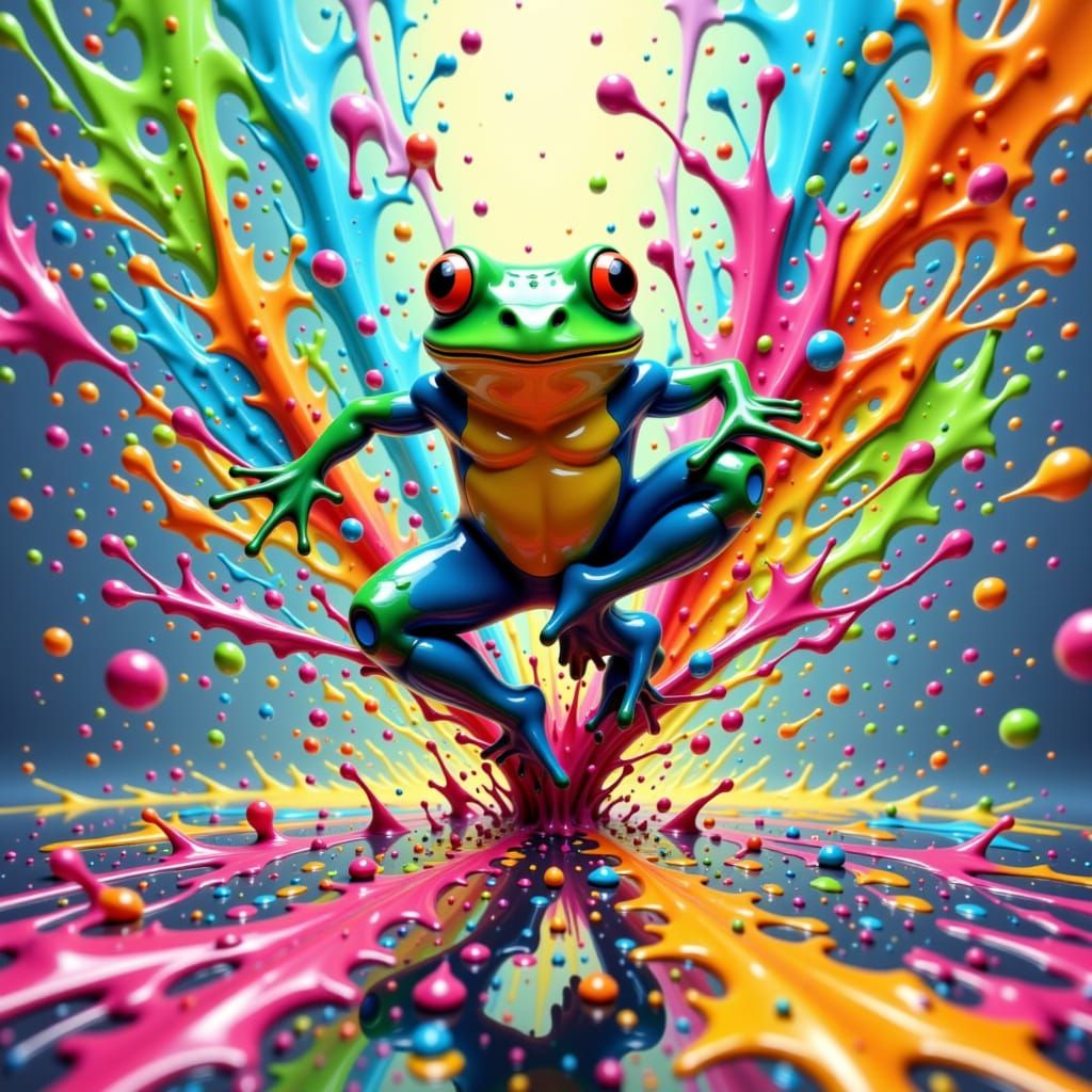 Frogger's Leap: Vibrant Abstract Expressionism