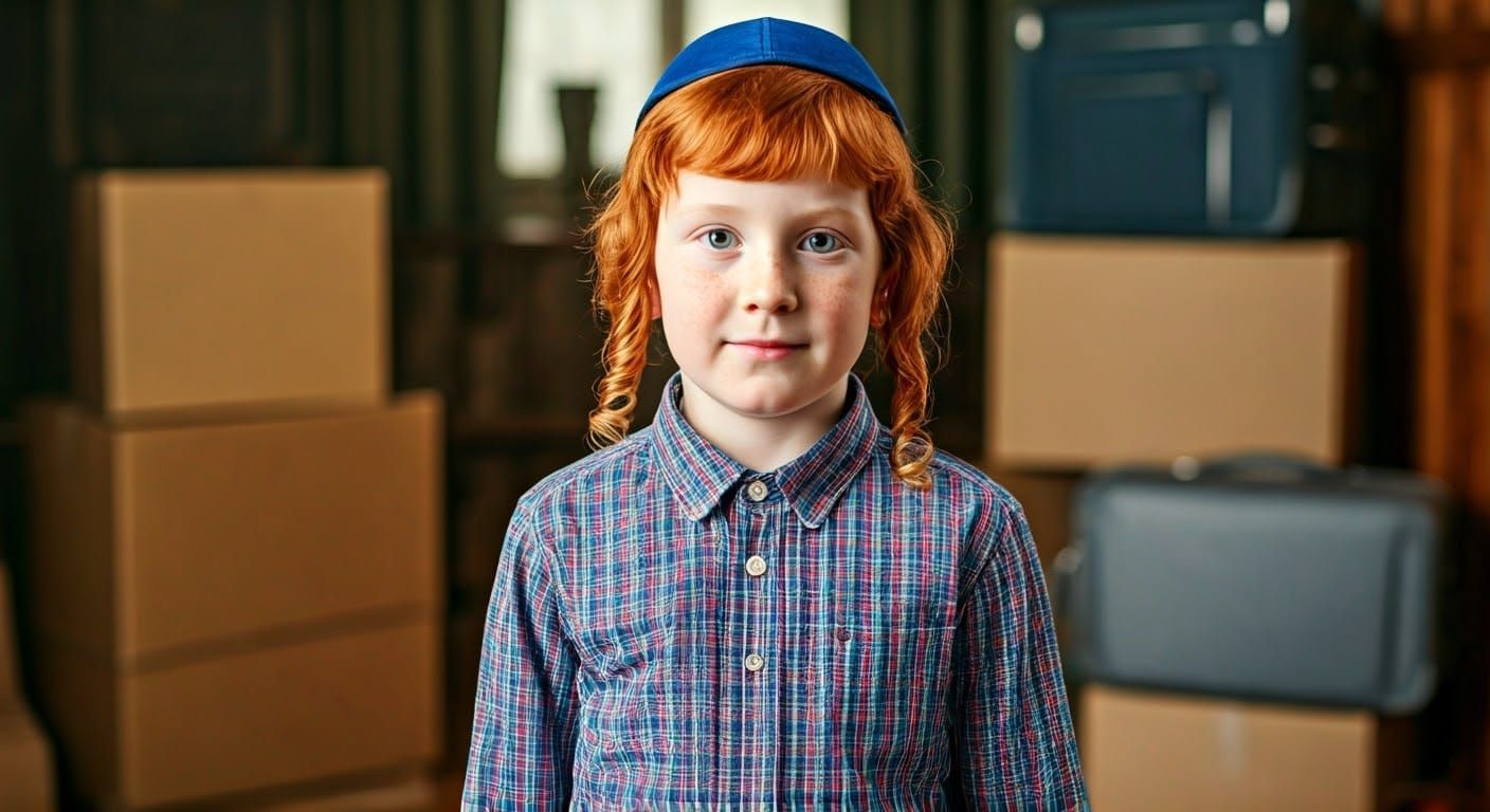 Young Haredi Boy in a Whimsical Country Setting