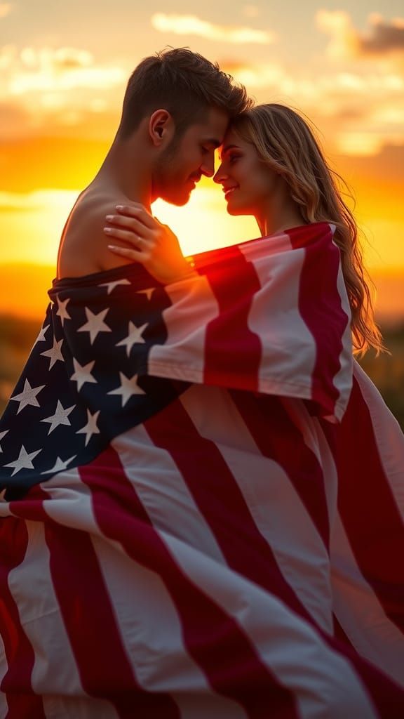 Cinematic Stars and Stripes Love Scene