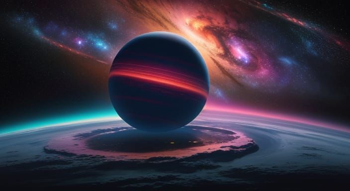 Vibrant Gaseous Planet in Cosmic Nebula