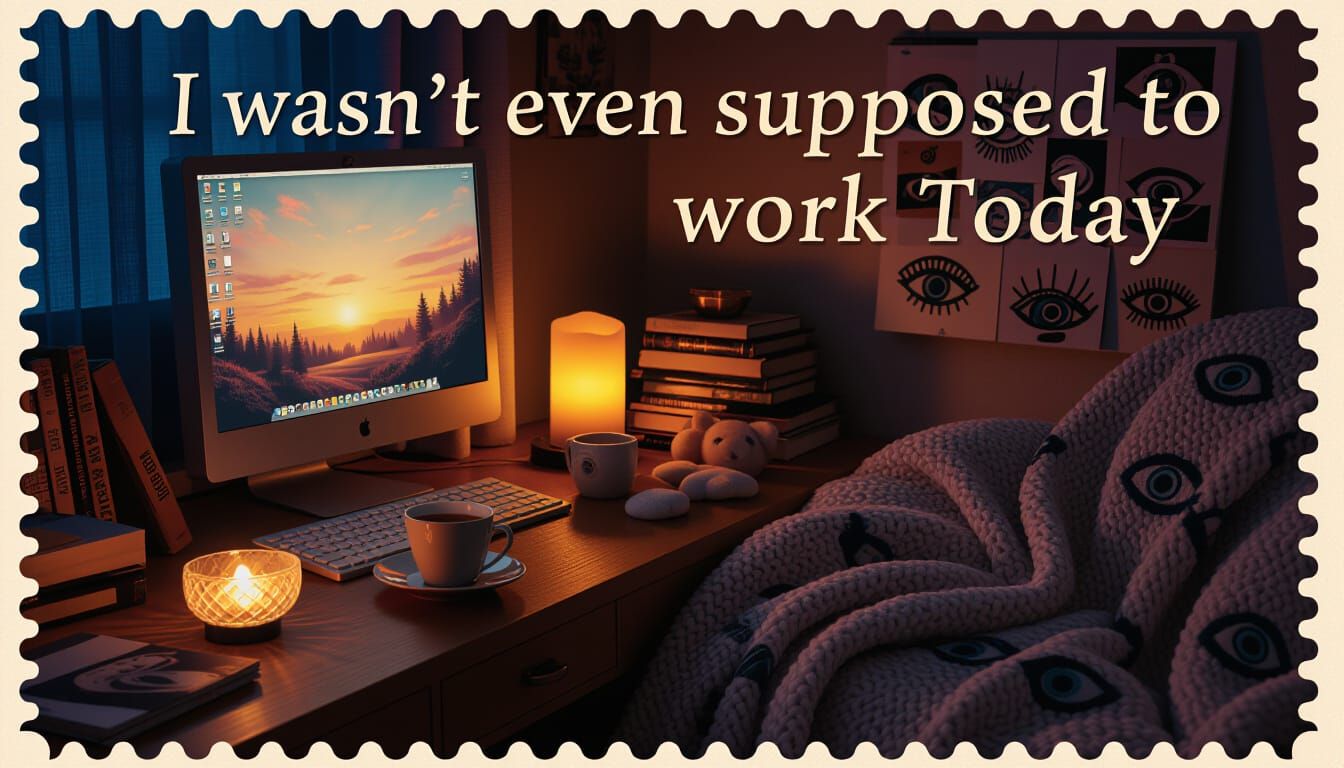 Cozy Cluttered Desk at Dusk in Cinematic Style