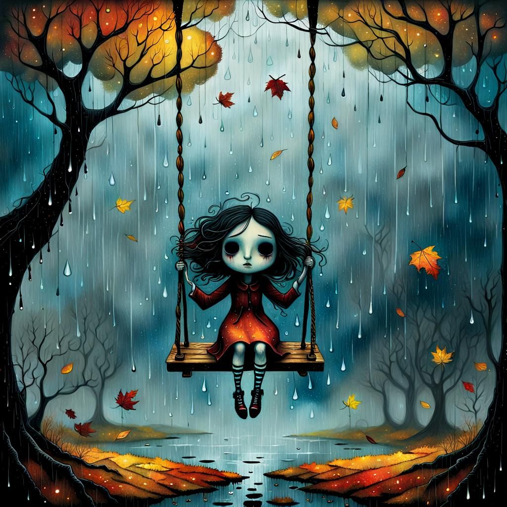Girl on a Swing: Pop Surrealism Illustration