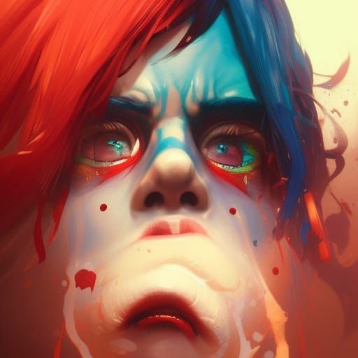 Menacing Clown Portrait in Hyperdetailed Style