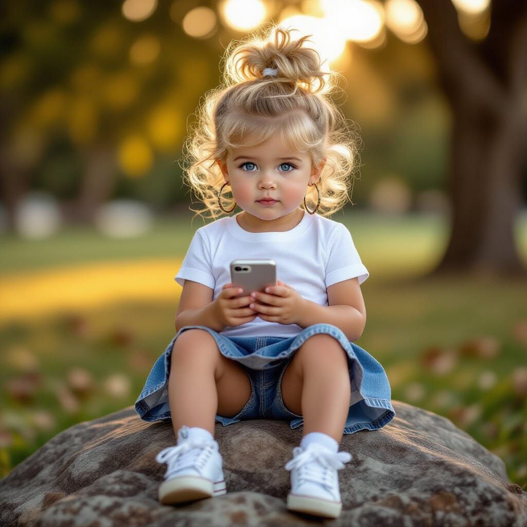 Photorealistic Portrait of a 3-Year-Old Girl in Park