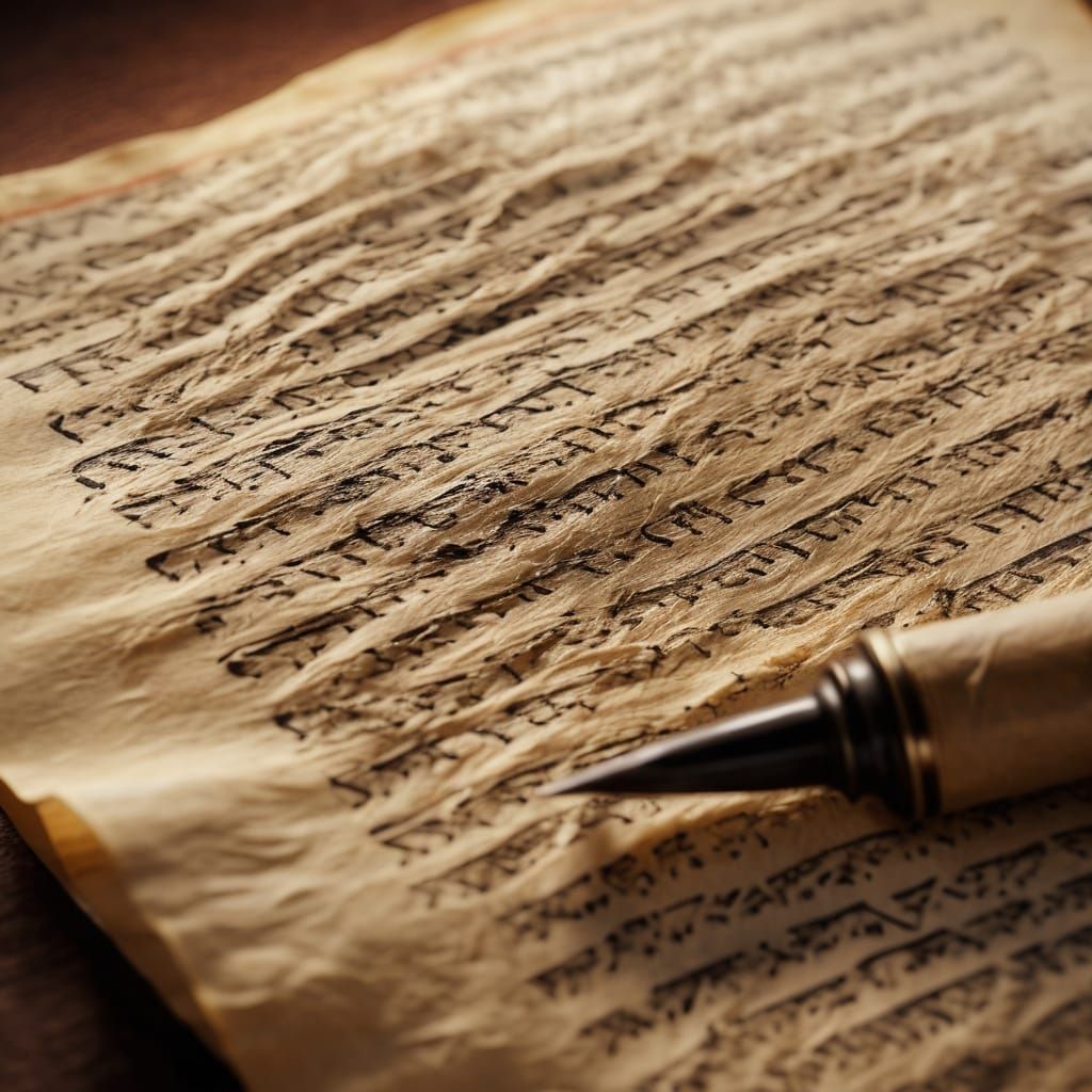 Jewish Scribe Writing Hebrew Letters on Papyrus