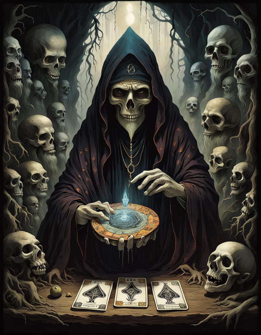 Eerie Tarot Card Featuring Boatman of the Styx