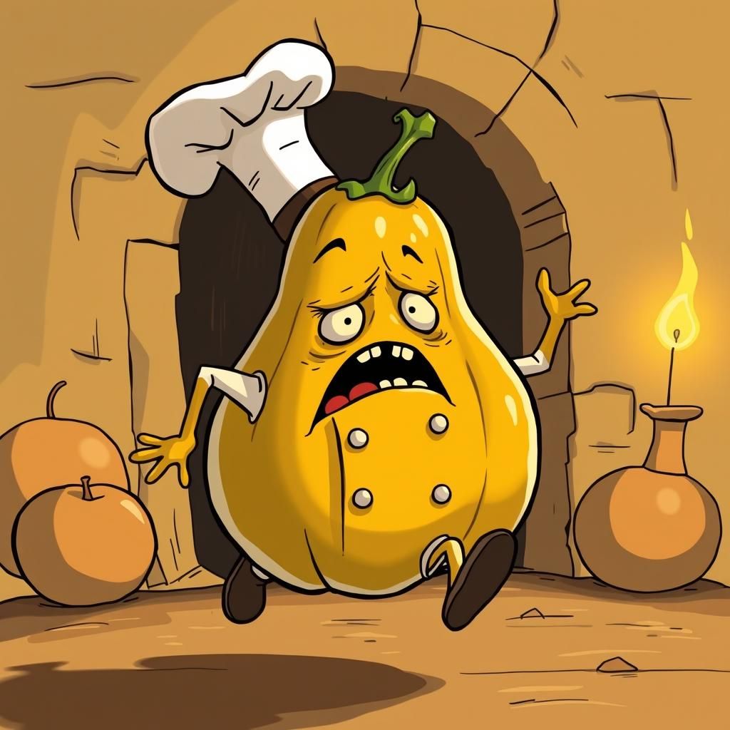 Terrified Gourd Running From Chef Cartoon