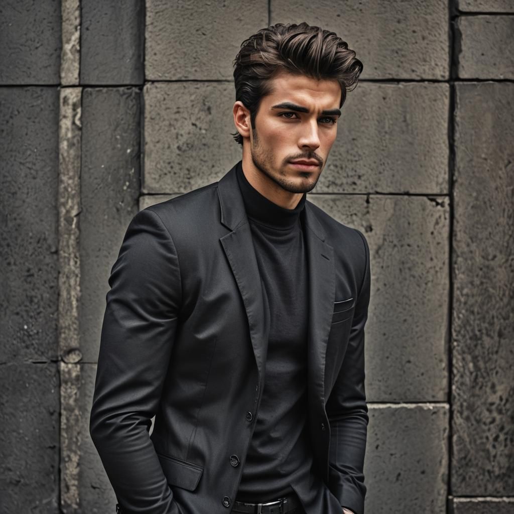 Elegant Young Man with Slick Hair in HDR