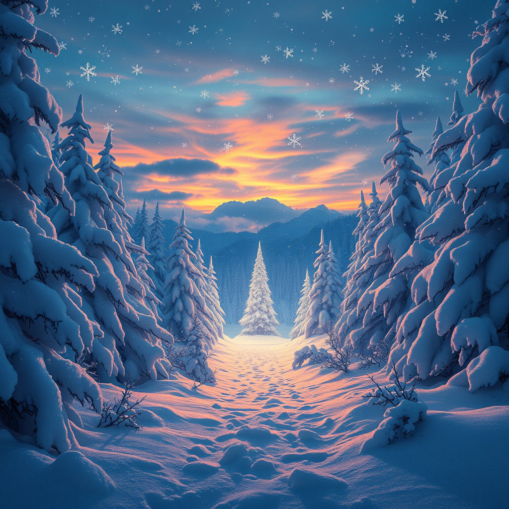 Majestic Winter Wonderland at Dusk