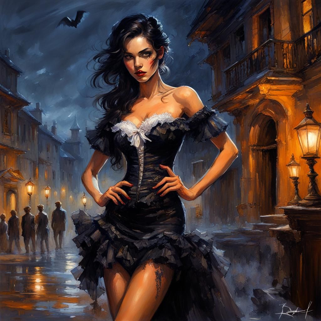 Spanish Beauty in Halloween Night Portrait
