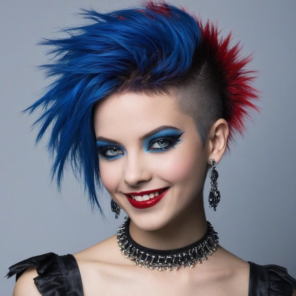 Gothic Punk Woman Smiling in Close-Up