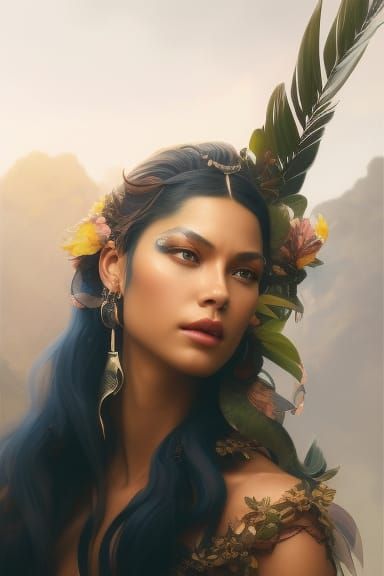 Hawaiian Lizard Goddess Waka Portrait