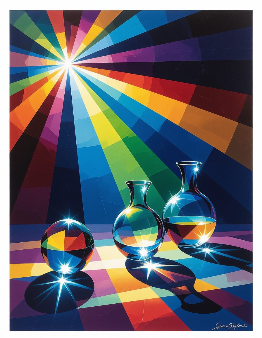 Surreal Glass Objects with Refracted Prismatic Lighting