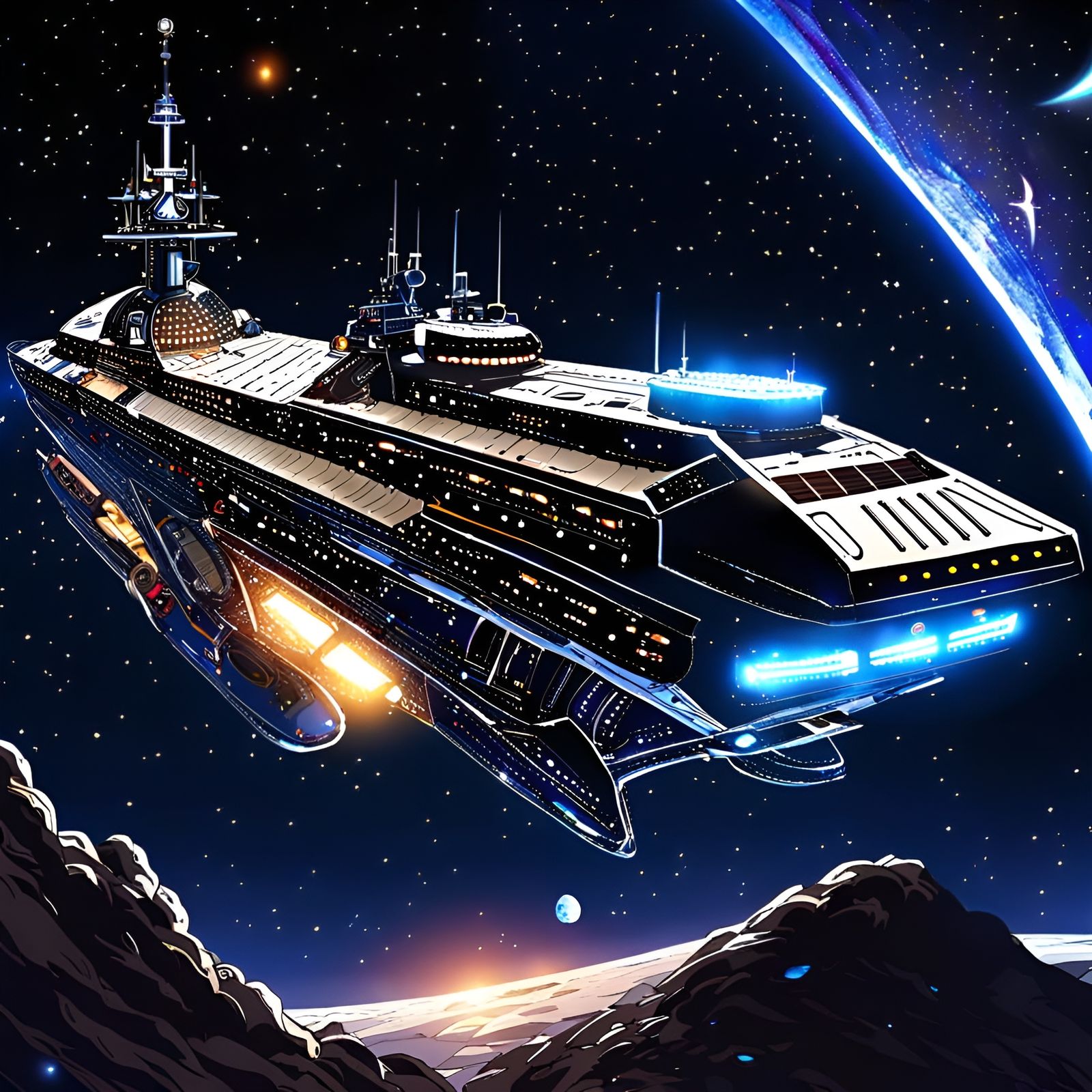 Space Pirate in Galaxy Scene Digital Illustration