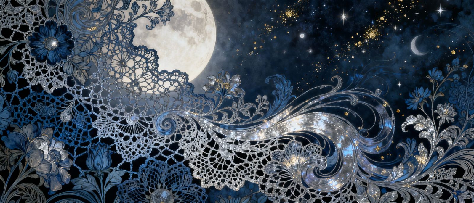 Ethereal Lace Starry Night Sky Wallpaper