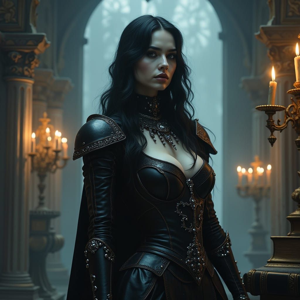 Gothic Vampire Sorceress in Noir Armour