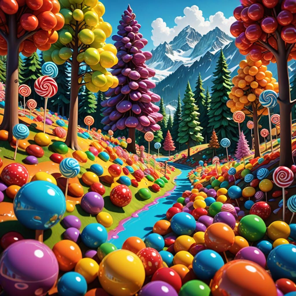Whimsical Candyland Swiss Alps Art Poster