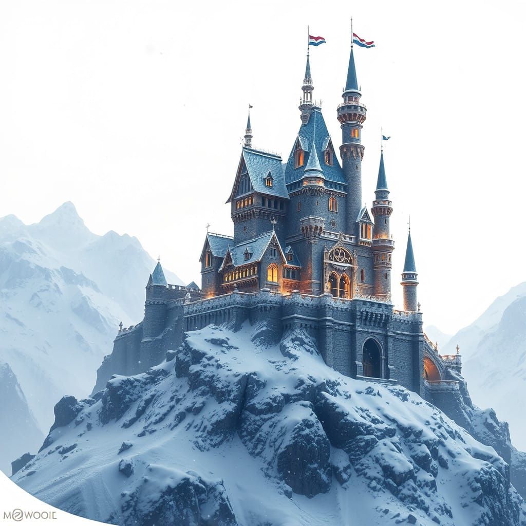 Ethereal Fantasy Winter Castle in Majestic Splendor