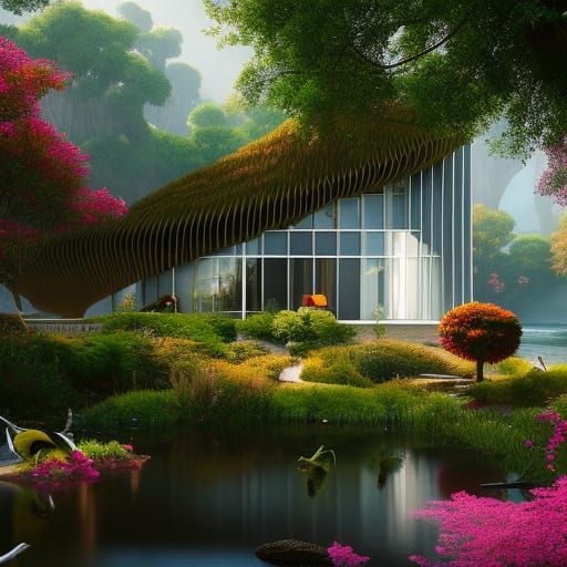 Surreal Lorikeet-Inspired Home in Ultra-Detailed Digital Art